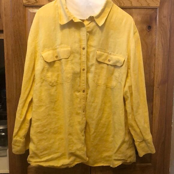 COPY - Yellow Ralph Lauren exclusive plus button down - Picture 1 of 2